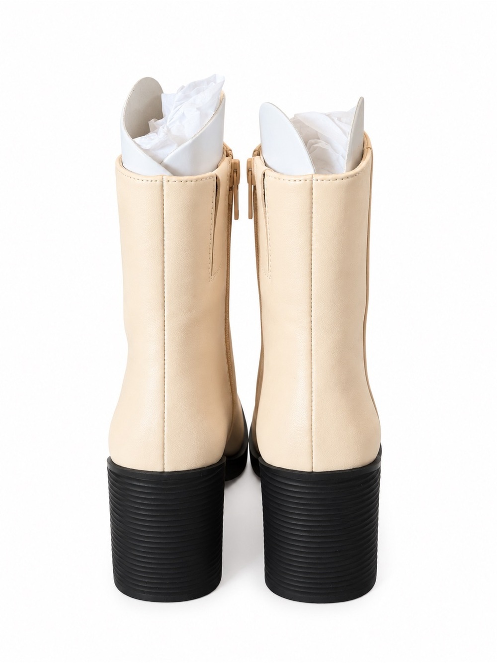 New Lisa Vicky Cream Platform Ankle Boots Women’s Size 8 Block Heel Side Zip - Picture 4 of 7